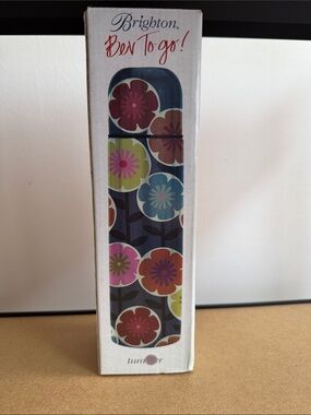 Brighton Floral Tumbler in Navy with Pink, Blue, Orange and Green Flowers